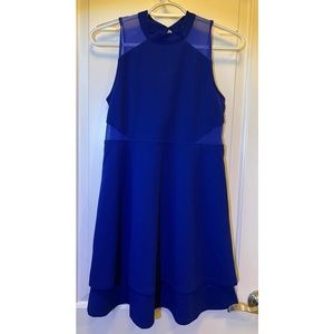 Love Niki Lew beautiful blue dress with sheer fabric insert, girls size 14